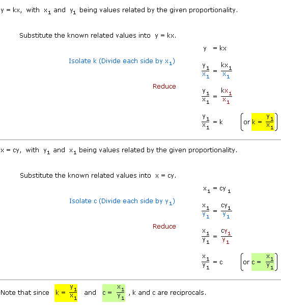 Notes on calculating the constant of proportionality