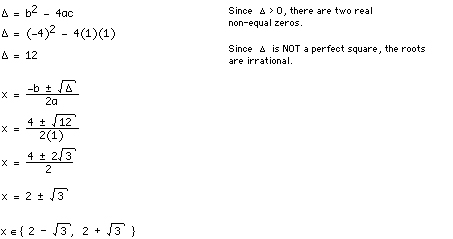 Solve by using the Quadratic Formula