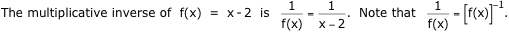 Example of the multiplicative inverse (reciprocal) of a function