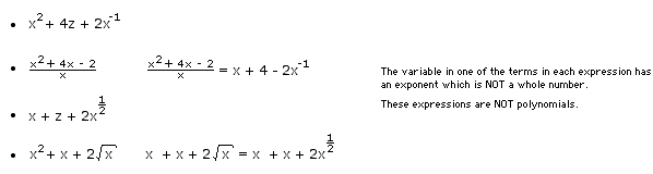 Examples of Expressions Which Are NOT Polynomials